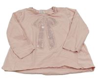 Světlerůžová tunika s mašlí z flitrů Zara 