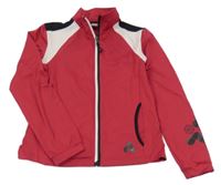 Tmavorůžovo-bílá propínací sportovní mikina s rolákem