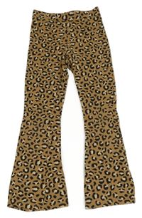 Béžové vzorované teplákové zvonové kalhoty Zara 