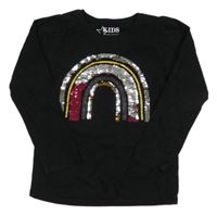 Černé triko s duhou z flitrů Peacocks