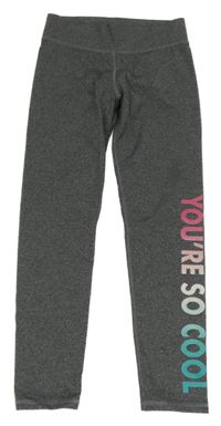 Šedé sportovní funkční legíny s nápisem C&A