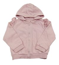 Světlerůžová propínací mikina s volánky a kapucí M&S