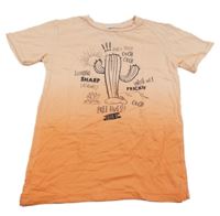 Oranžové tónované tričko s kaktusem 