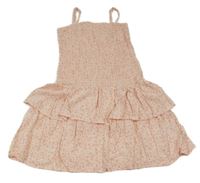 Světlerůžové žabičkové vrstvené šaty s kytičkami H&M