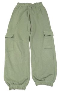 Zelenošedé cargo cuff tepláky Zara