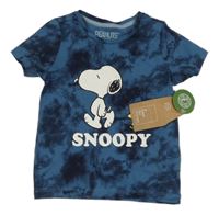 Nové - Modro-tmavomodré batikované tričko se Snoopym Peanuts 