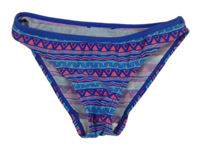 Modro-neonově růžové vzorované plavkové kalhotky