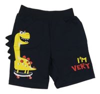 Tmavomodré teplákové kraťasy s dinosaurem 