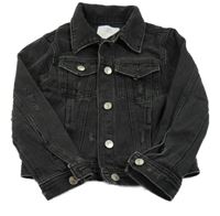 Tmavošedá riflová crop bunda s prošoupáním Zara