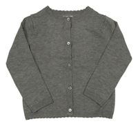 Šedý propínací svetr s bambulkami Primark