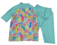 2set - Mátové UV tričko s květy + kraťasy Pocopiano