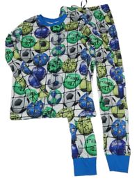 Bílo-modré pyžamo s míči Dunnes