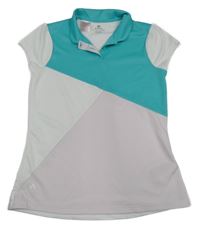 Bílo-mátové sportovní polo tričko Adidas