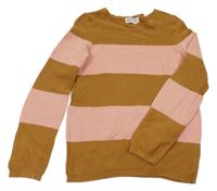 Medovo-světlerůžový pruhovaný svetr H&M