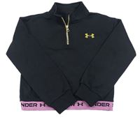 Černá funkční sportovní crop mikina s logy UNDER ARMOUR