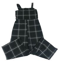 Černo-bílý kostkovaný kalhotový culottes overal M&Co