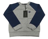 Šedo-tmavomodrá melírovaná mikina se sovičkou zn. PORTO LUCCIANO