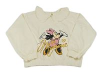 Smetanová crop mikina s Minnie a límečkem zn. Disney
