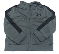 Tmavošedo-černá funkční sportovní propínací mikina s logem UNDER ARMOUR