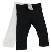 Nové - 2x - Capri legíny - Bílé, černé PRIMARK