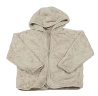 Smetanová kožešinová podšitá bunda s kapucí little kids