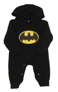 Černá tepláková teplá kombinéza s Batmanem a kapucí 