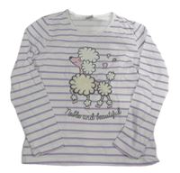 Bílo-levandulové pruhované triko s pudlíkem LC WaIKIKI