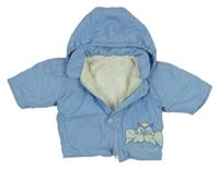 Světlemodrá šusťáková zateplená bunda s tuleni a kapucí C&A