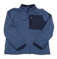 Modro-tmavomodrá melírovaná pletená propínací mikina s kapsou M&S