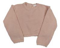 Světlepudrový vzorovaný crop svetr Next