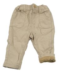 Béžové vzorované plátěné podšité kalhoty KIABI