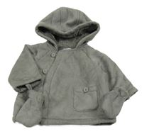 Šedý semišový zateplený kabátek s kapucí + rukavice Vertbaudet