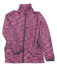 Růžovo-šedo-černá melírovaná propínací mikina YIGGA