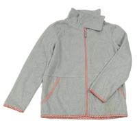 Světlešedá melírovaná fleecová funkční propínací mikina s puntíky crane