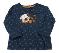 Tmavomodré pyžamové triko s míčem a botou a hvězdičkami Kiki&Koko