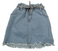 Světlemodrá paper bag riflová sukně s páskem STORYTELLING