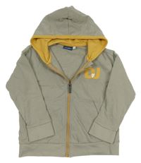 Šedá propínací mikina s písmenky a nápisy a kapucí Sanetta