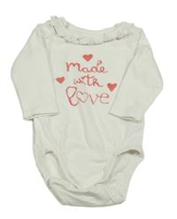 Bílé body s nápisy a srdíčky a volánkem H&M