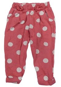 Růžovo-bílé puntíkaté tepláky s mašličkami F&F