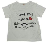 Bílé tričko s nápisy a holčičkou 