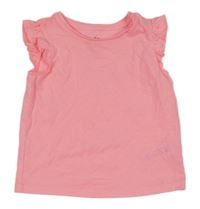 Neonově růžové melírované tričko s volánky F&F