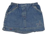 Modrá riflová sukně s kytičkami