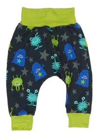 Tmavošedo-limetkové turecké tepláky s příšerkami