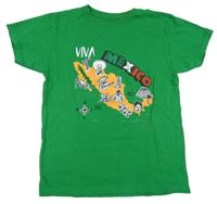 Tmavozelené tričko s potiskem - Mexico NUVAN