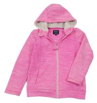Křiklavě růžová melírovaná fleecová funkční propínací mikina s kapucí MOUNTAIN WAREHOUSE