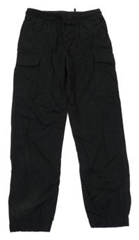 Černé cargo cuff rifle s úpletovým pasem H&M