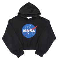 Černá crop mikina s nápisem - NASA a kapucí H&M