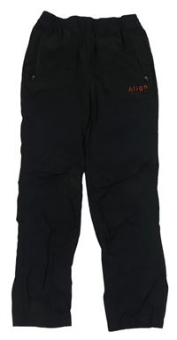 Černé šusťákové cuff kalhoty s nápisem 