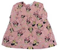 Růžové bavlněné šaty s Minnie a duhami Disney