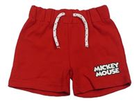 Červené teplákové kraťasy s nápisem - Mickey Primark